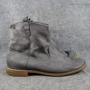 Old Navy Shoes Womens 9 Boots Suede Pull On Ankle Bootie Gray Casual Comfort